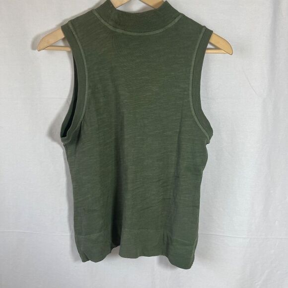 Anthropologie Army Green Center Seam Sleeveless Shell Top Sz XS - Picture 2 of 10